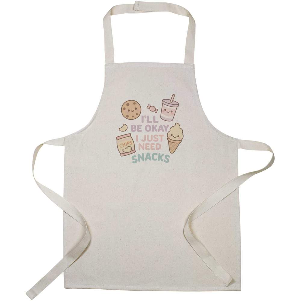 'I Just Need Snacks' Kids Canvas Cooking Apron - Children's Kitchen Bib for Baking, Crafts and Messy Play (AP00080968)