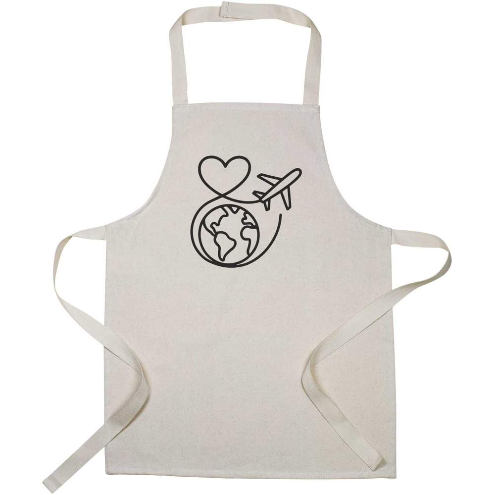 'World Travel Love' Kids Canvas Cooking Apron - Children's Kitchen Bib for Baking, Crafts and Messy Play (AP00081511)