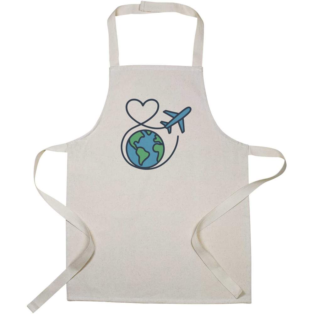 'World Travel Love' Kids Canvas Cooking Apron - Children's Kitchen Bib for Baking, Crafts and Messy Play (AP00081513)