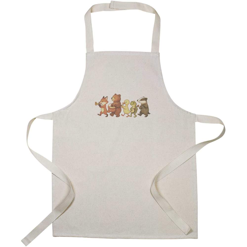 'Musical Animal Parade' Kids Canvas Cooking Apron - Children's Kitchen Bib for Baking, Crafts and Messy Play (AP00082852)