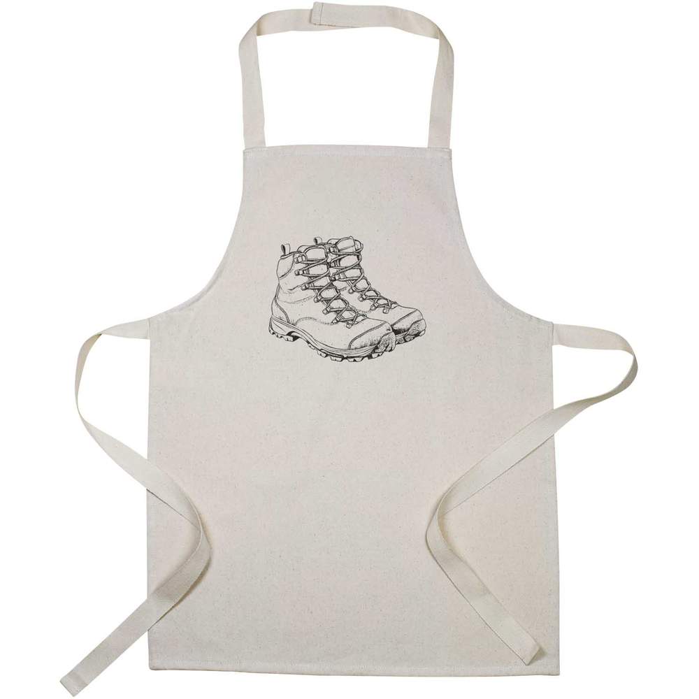 'Hiking Boots' Kids Canvas Cooking Apron - Children's Kitchen Bib for Baking, Crafts and Messy Play (AP00083666)