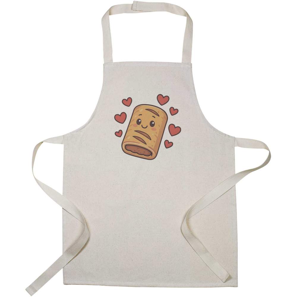 'Love Sausage Rolls' Kids Canvas Cooking Apron - Children's Kitchen Bib for Baking, Crafts and Messy Play (AP00084484)
