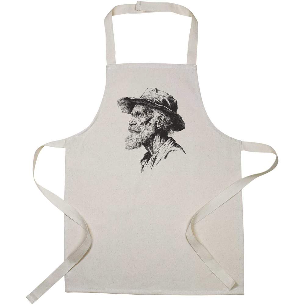 'Elderly Man Wearing Hat' Kids Canvas Cooking Apron - Children's Kitchen Bib for Baking, Crafts and Messy Play (AP00084566)