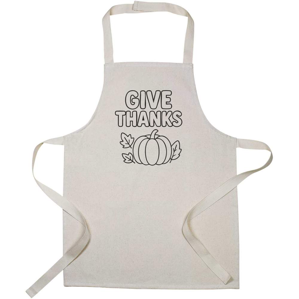 'Give Thanks' Kids Canvas Cooking Apron - Children's Kitchen Bib for Baking, Crafts and Messy Play (AP00086521)