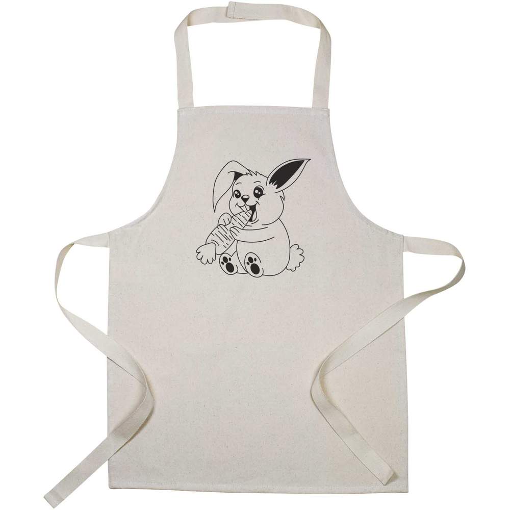'Rabbit with Carrot' Kids Canvas Cooking Apron - Children's Kitchen Bib for Baking, Crafts and Messy Play (AP00087312)