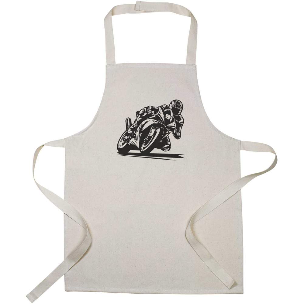'Motorbike Taking Corner' Kids Canvas Cooking Apron - Children's Kitchen Bib for Baking, Crafts and Messy Play (AP00088253)
