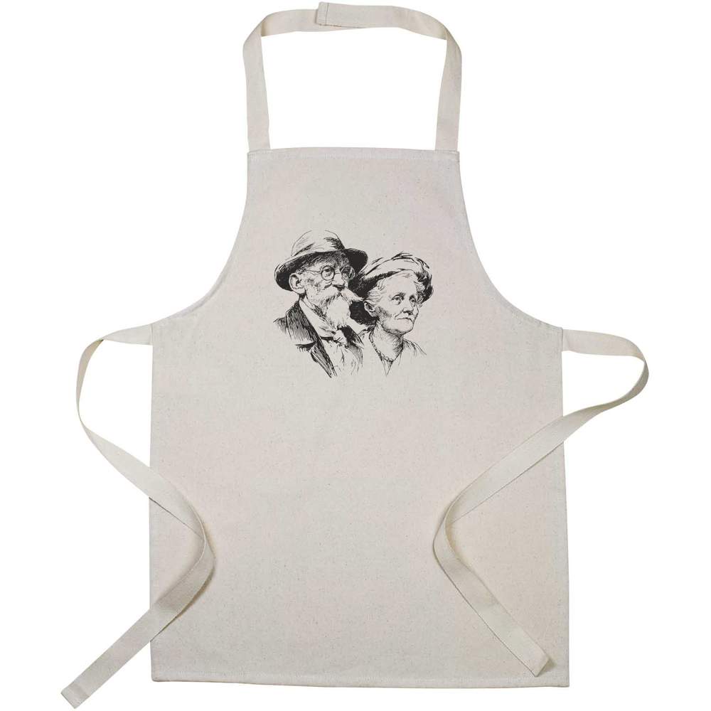 'Vintage Elderly Couple' Kids Canvas Cooking Apron - Children's Kitchen Bib for Baking, Crafts and Messy Play (AP00089337)