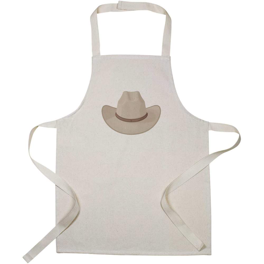 'Cowboy Hat' Kids Canvas Cooking Apron - Children's Kitchen Bib for Baking, Crafts and Messy Play (AP00091392)