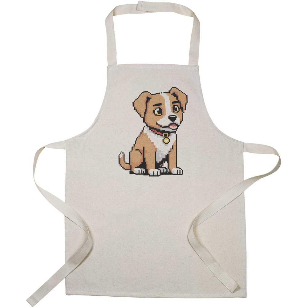 'Pixel Art Dog' Kids Canvas Cooking Apron - Children's Kitchen Bib for Baking, Crafts and Messy Play (AP00091424)
