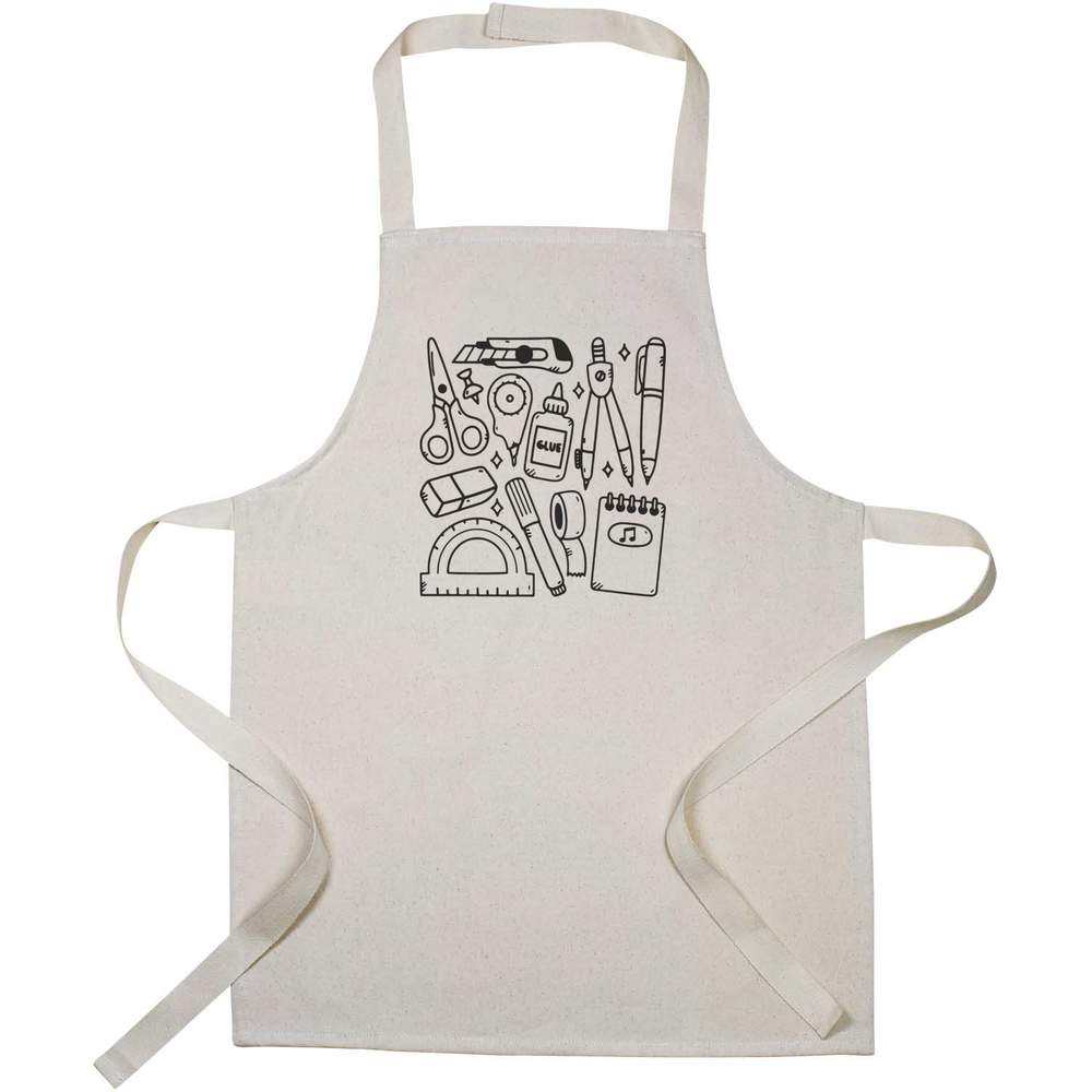 'Stationery Set' Kids Canvas Cooking Apron - Children's Kitchen Bib for Baking, Crafts and Messy Play (AP00092847)