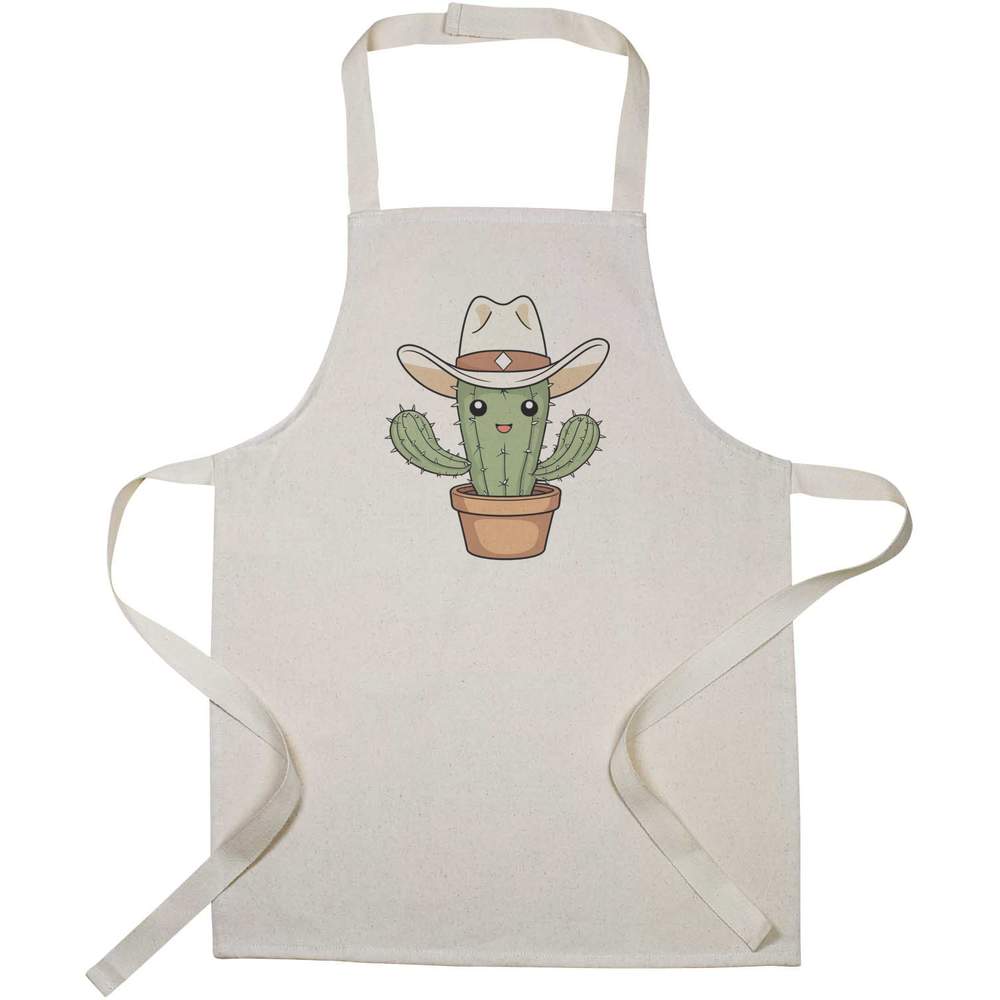 'Cactus with Cowboy Hat' Kids Canvas Cooking Apron - Children's Kitchen Bib for Baking, Crafts and Messy Play (AP00093019)