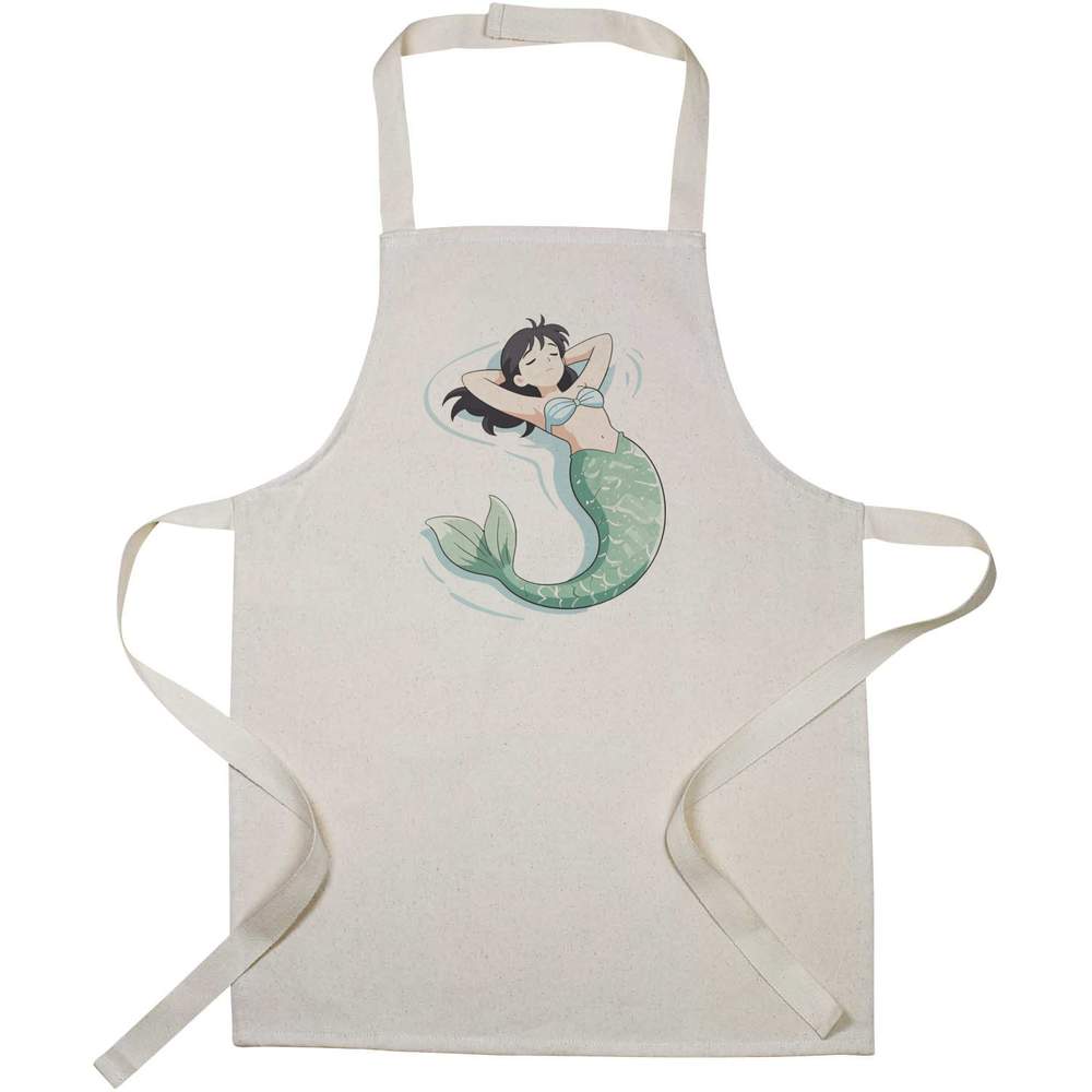 'Mermaid Sunbathing' Kids Canvas Cooking Apron - Children's Kitchen Bib for Baking, Crafts and Messy Play (AP00093157)