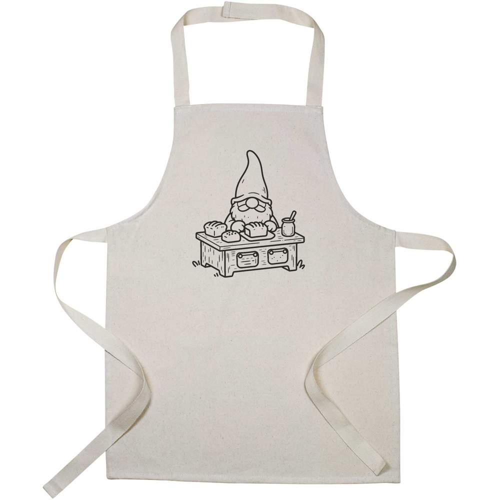 'Gnome Baking Bread' Kids Canvas Cooking Apron - Children's Kitchen Bib for Baking, Crafts and Messy Play (AP00093207)