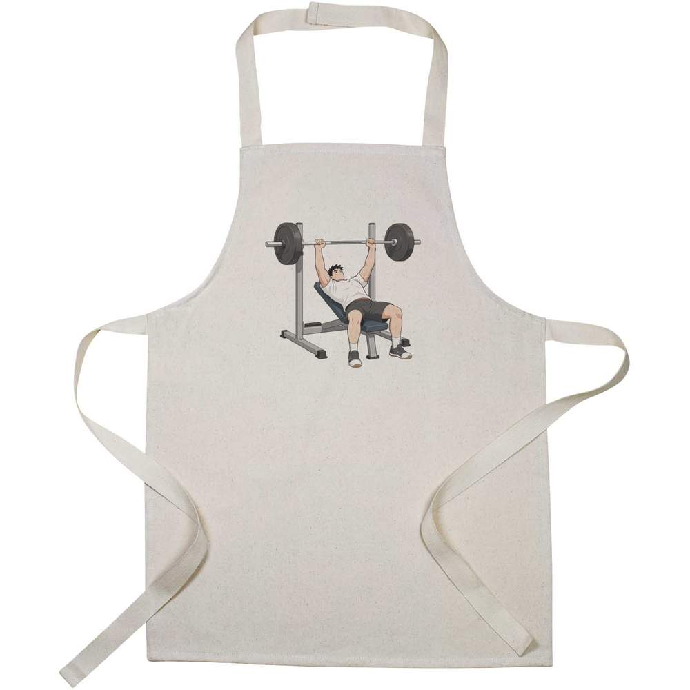 'Man Using Bench Press' Kids Canvas Cooking Apron - Children's Kitchen Bib for Baking, Crafts and Messy Play (AP00094382)