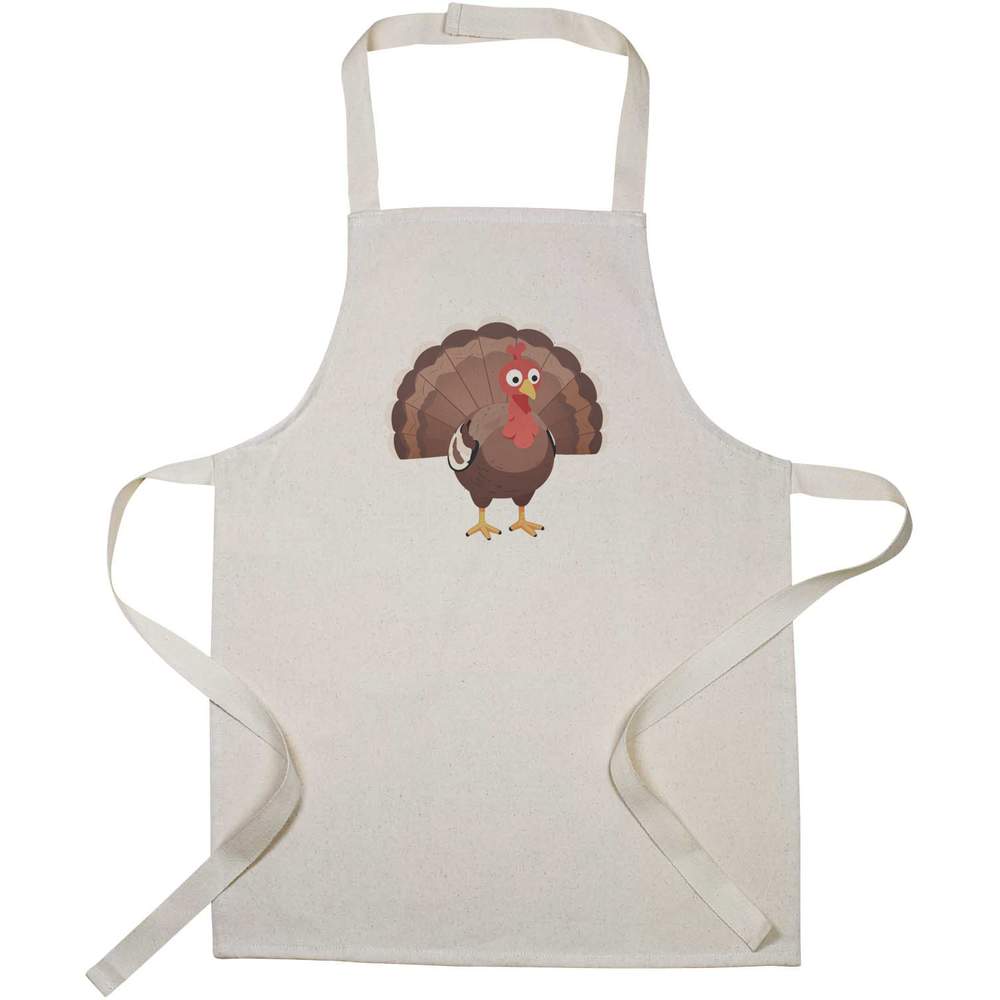 'Turkey' Kids Canvas Cooking Apron - Children's Kitchen Bib for Baking, Crafts and Messy Play (AP00095409)