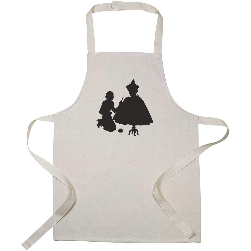 'Dressmaker Seamstress' Kids Canvas Cooking Apron - Children's Kitchen Bib for Baking, Crafts and Messy Play (AP00096231)