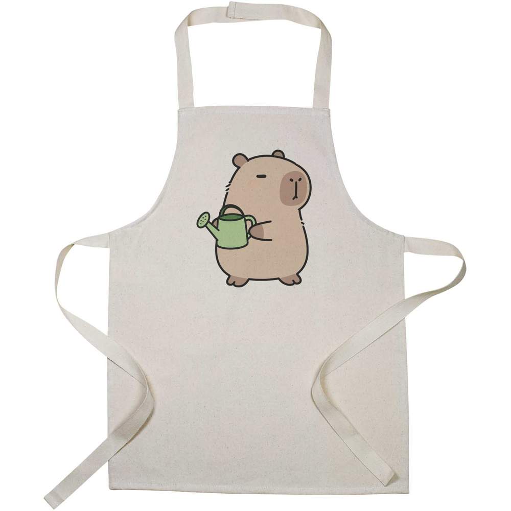 'Capybara & Watering Can' Kids Canvas Cooking Apron - Children's Kitchen Bib for Baking, Crafts and Messy Play (AP00096421)