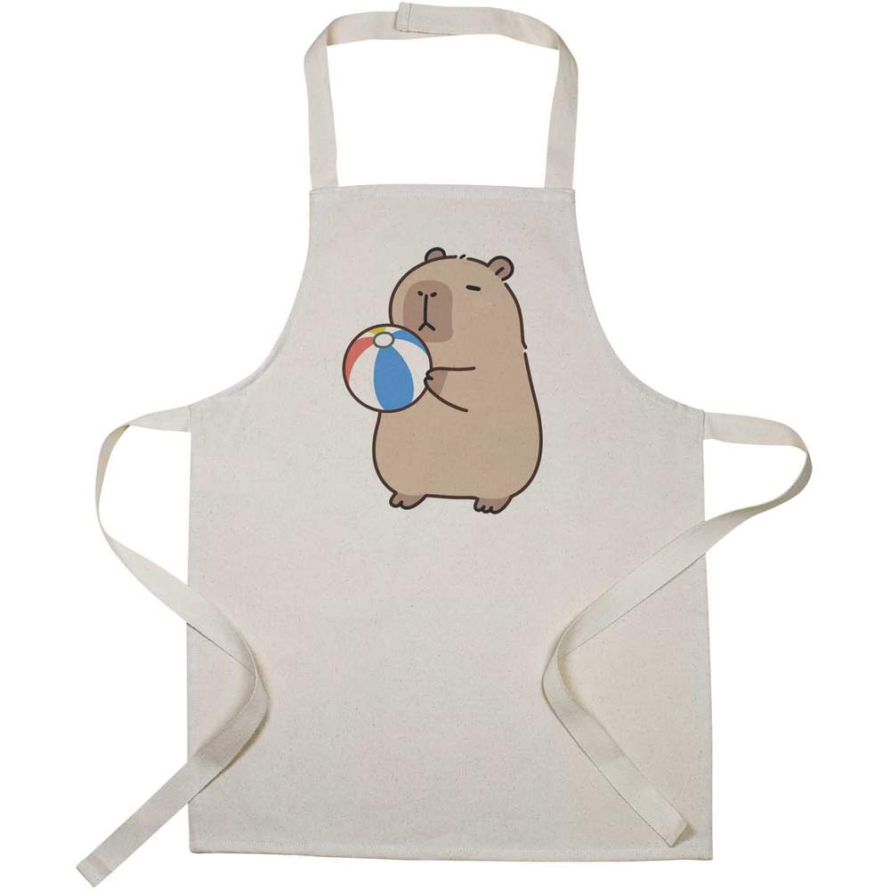 'Capybara with Beach Ball' Kids Canvas Cooking Apron - Children's Kitchen Bib for Baking, Crafts and Messy Play (AP00096523)