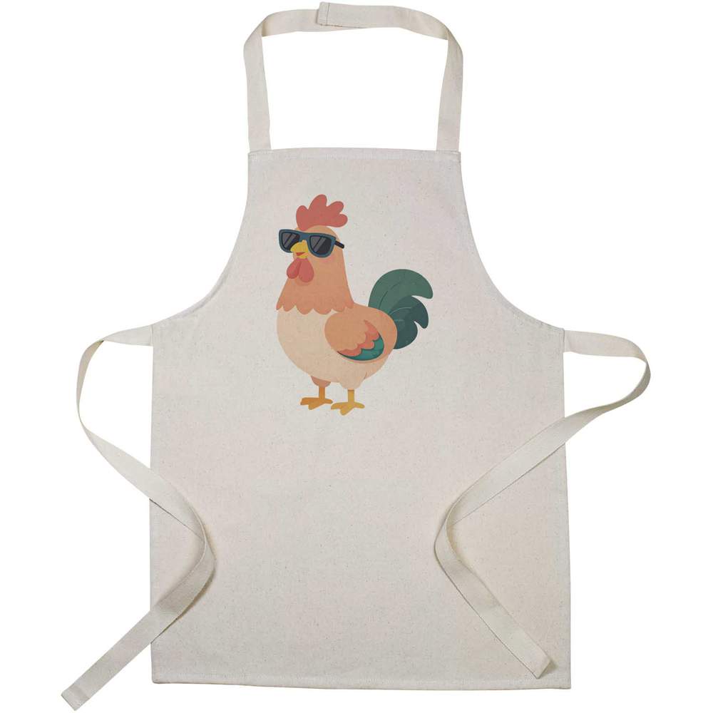 'Chicken with Sunglasses' Kids Canvas Cooking Apron - Children's Kitchen Bib for Baking, Crafts and Messy Play (AP00096679)