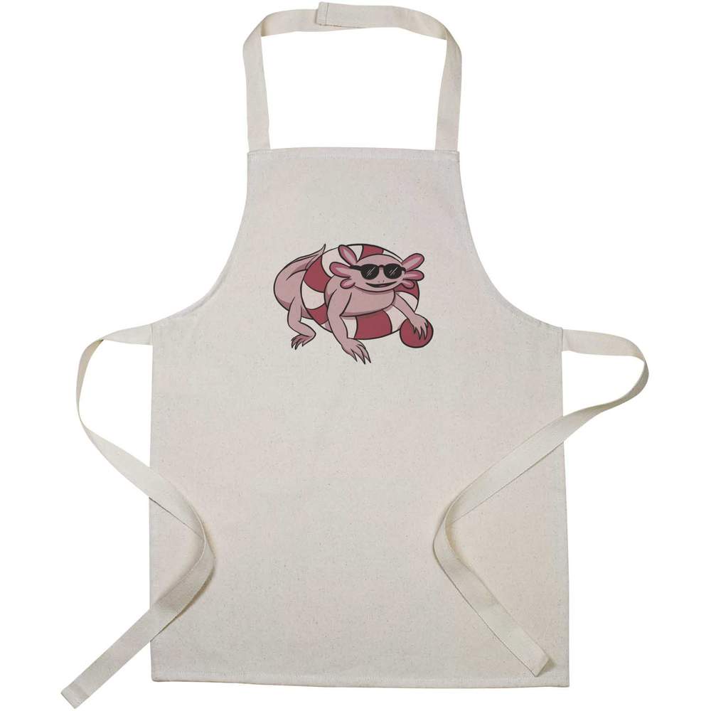 'Axolotl Sunglasses Float' Kids Canvas Cooking Apron - Children's Kitchen Bib for Baking, Crafts and Messy Play (AP00097395)