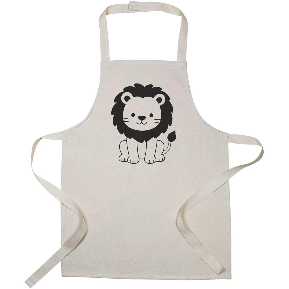 'Lion Outline' Kids Canvas Cooking Apron - Children's Kitchen Bib for Baking, Crafts and Messy Play (AP00097603)