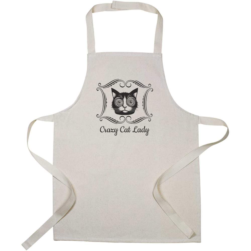 'Funny Crazy Cat Lady' Kids Canvas Cooking Apron - Children's Kitchen Bib for Baking, Crafts and Messy Play (AP00098003)