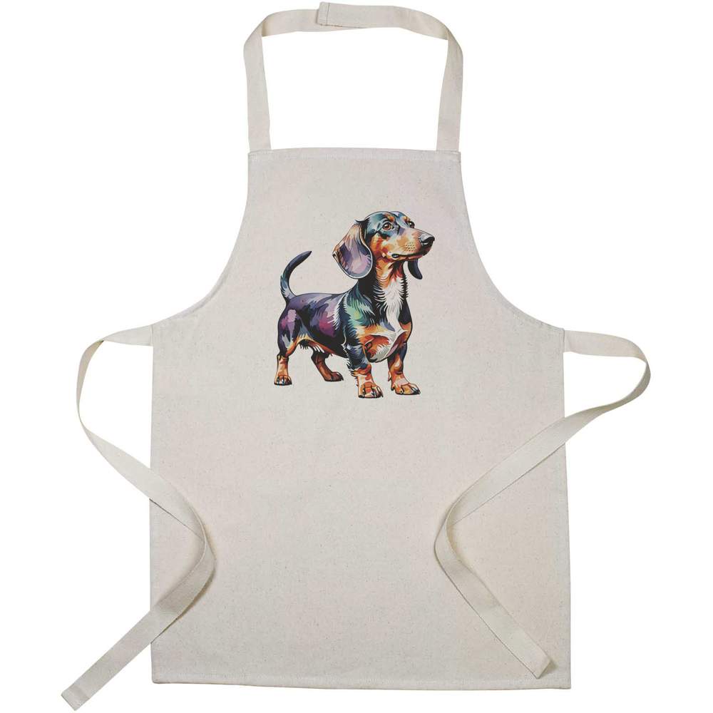 'Watercolour Dachshund' Kids Canvas Cooking Apron - Children's Kitchen Bib for Baking, Crafts and Messy Play (AP00098695)