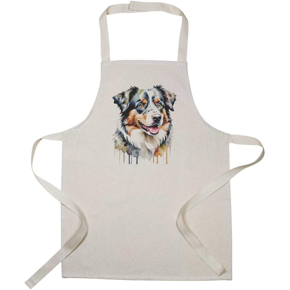'Watercolour Sheepdog' Kids Canvas Cooking Apron - Children's Kitchen Bib for Baking, Crafts and Messy Play (AP00098717)