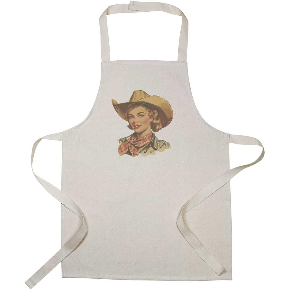 'Cowgirl Portrait' Kids Canvas Cooking Apron - Children's Kitchen Bib for Baking, Crafts and Messy Play (AP00098930)