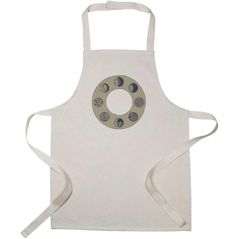 'Moon Cycle' Kids Canvas Cooking Apron - Children's Kitchen Bib for Baking, Crafts and Messy Play (AP00099218)