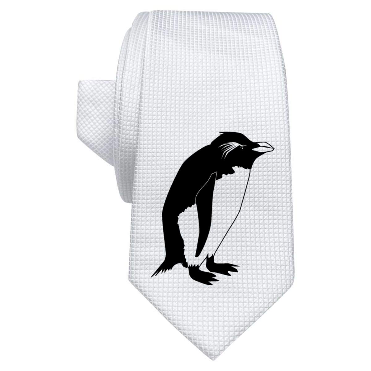 'Rockhopper Penguin' White Tie / Necktie with Gift Box (AT00000131)