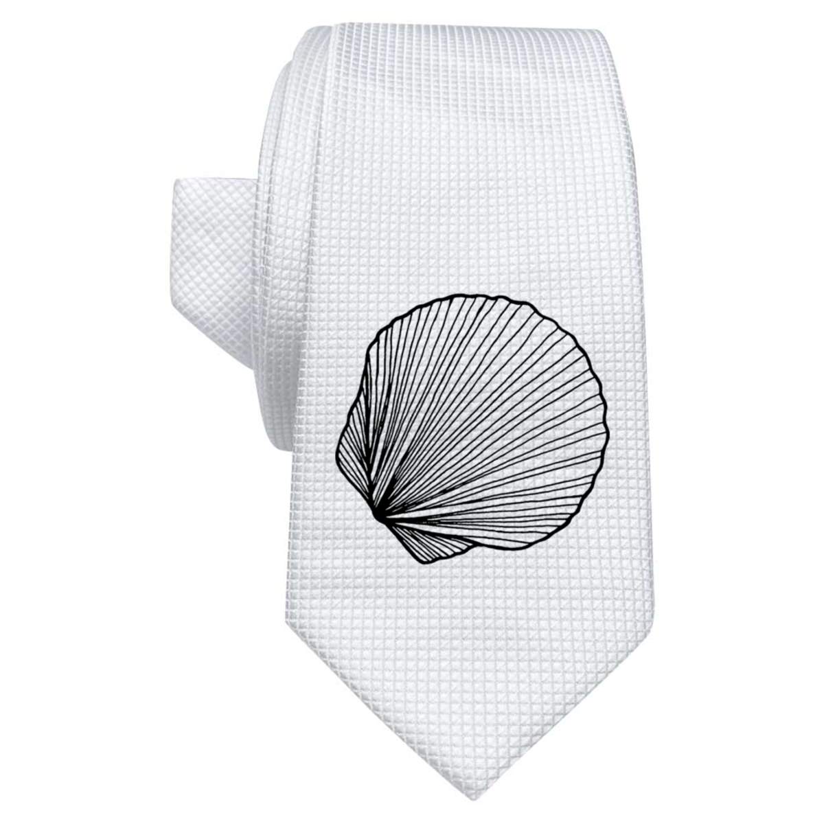 'Seashell' White Tie / Necktie with Gift Box (AT00000310)
