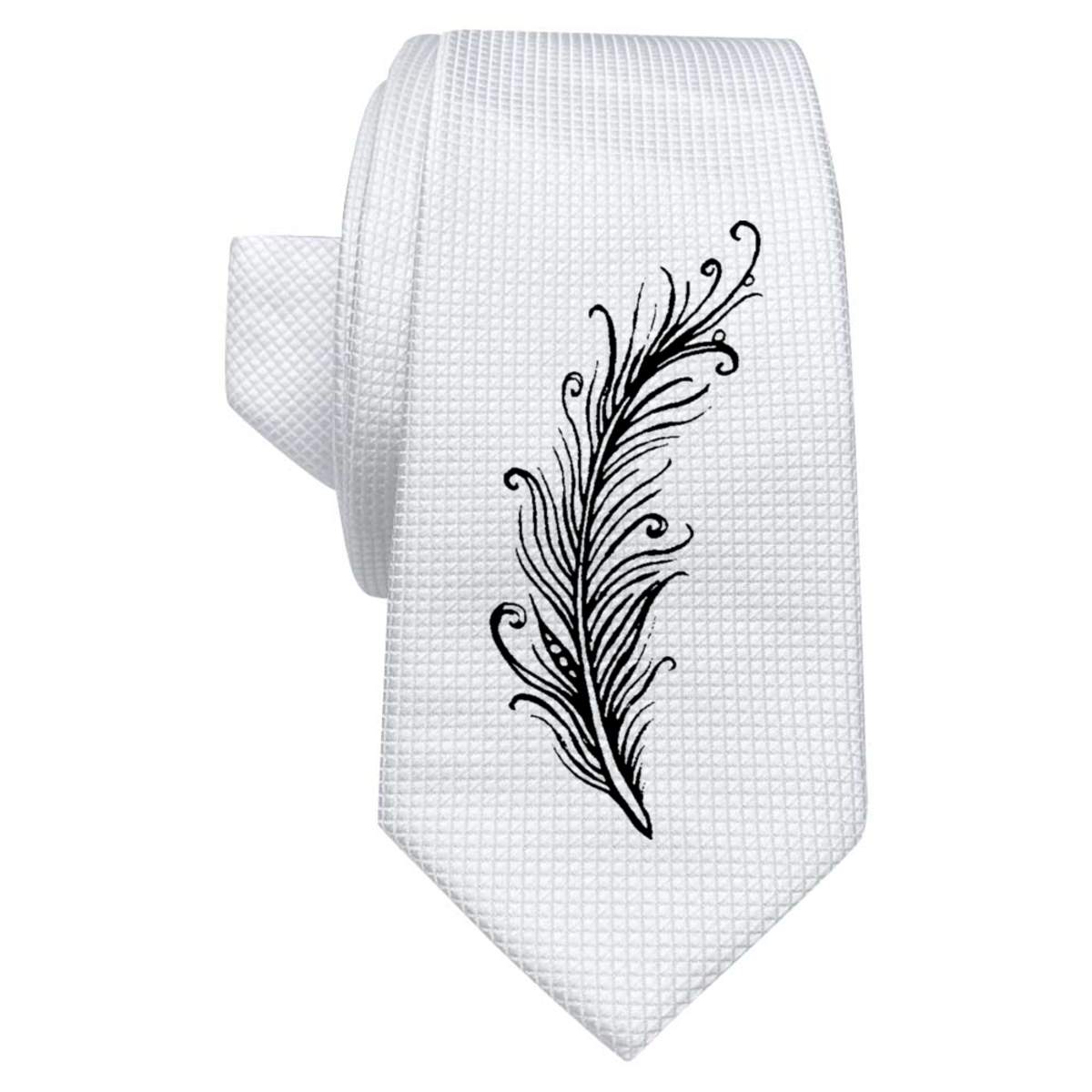 'Soft Feather' White Tie / Necktie with Gift Box (AT00000479)