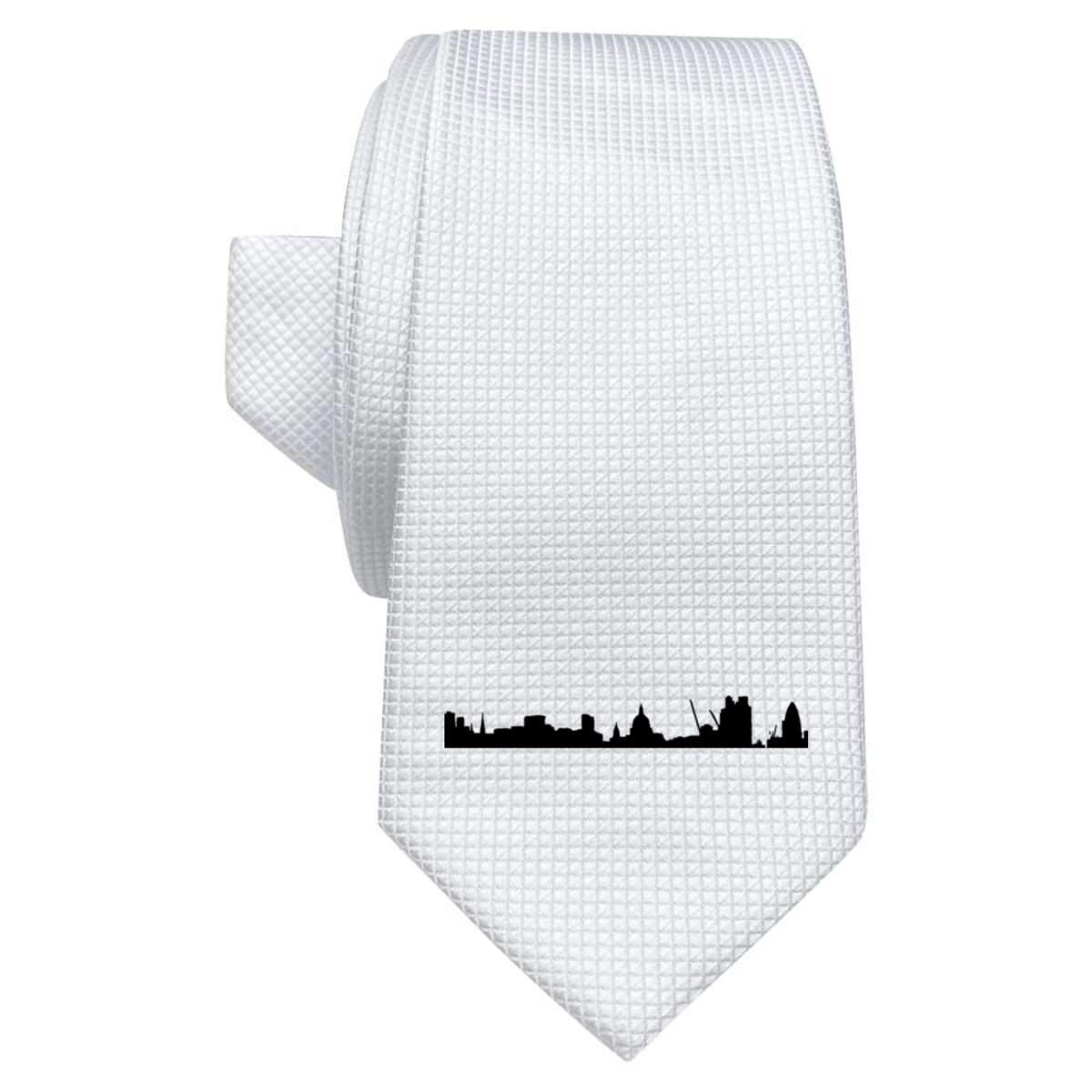 'London Skyline' White Tie / Necktie with Gift Box (AT00000842)