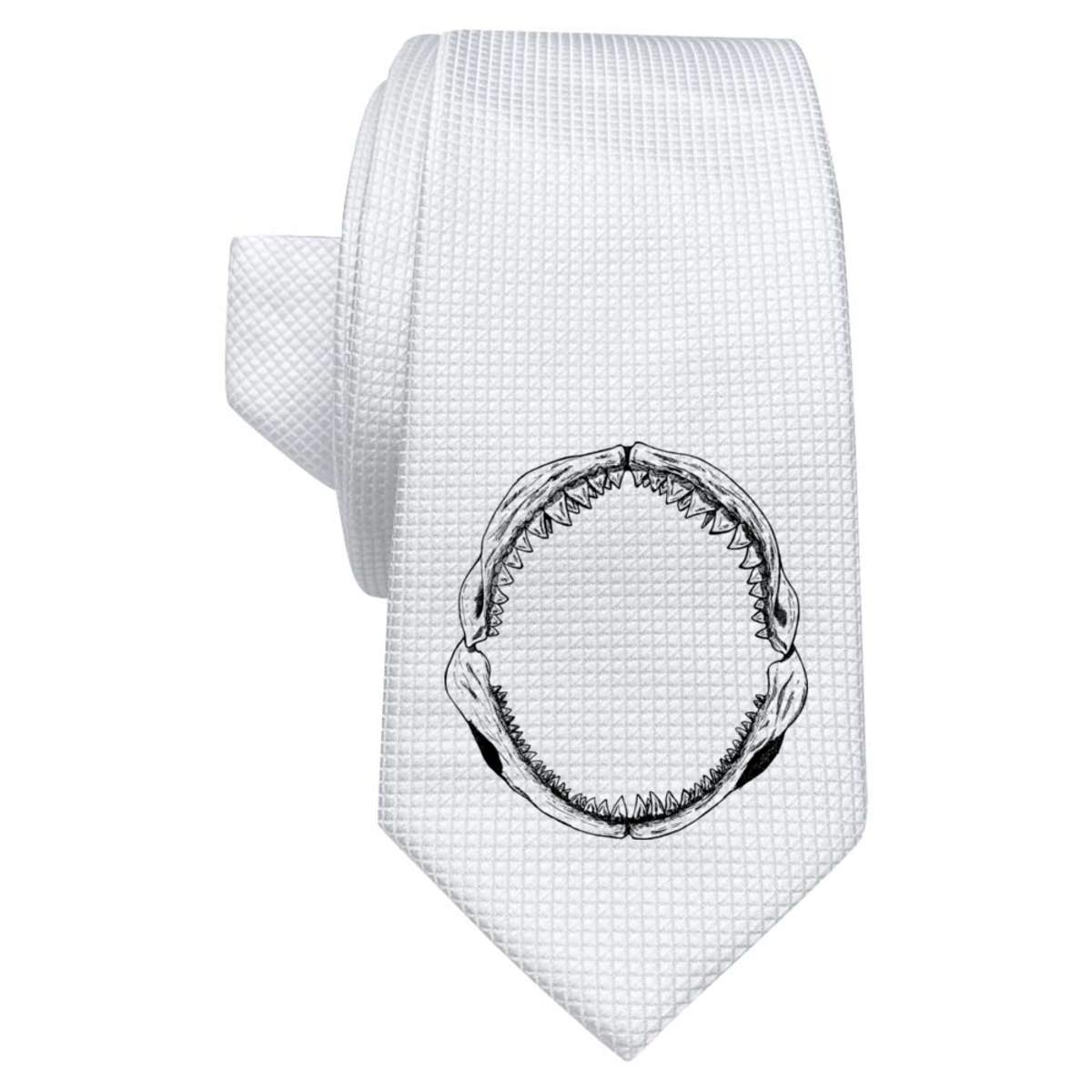 'Shark Jaws' White Tie / Necktie with Gift Box (AT00000903)