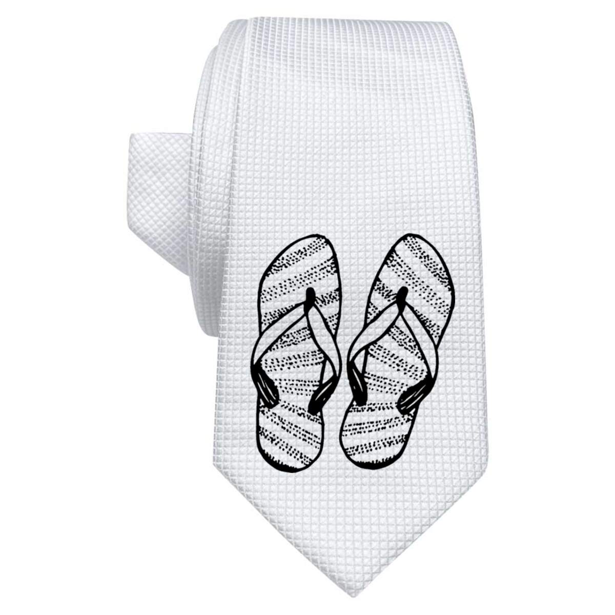'Flipflops' White Tie / Necktie with Gift Box (AT00001157)