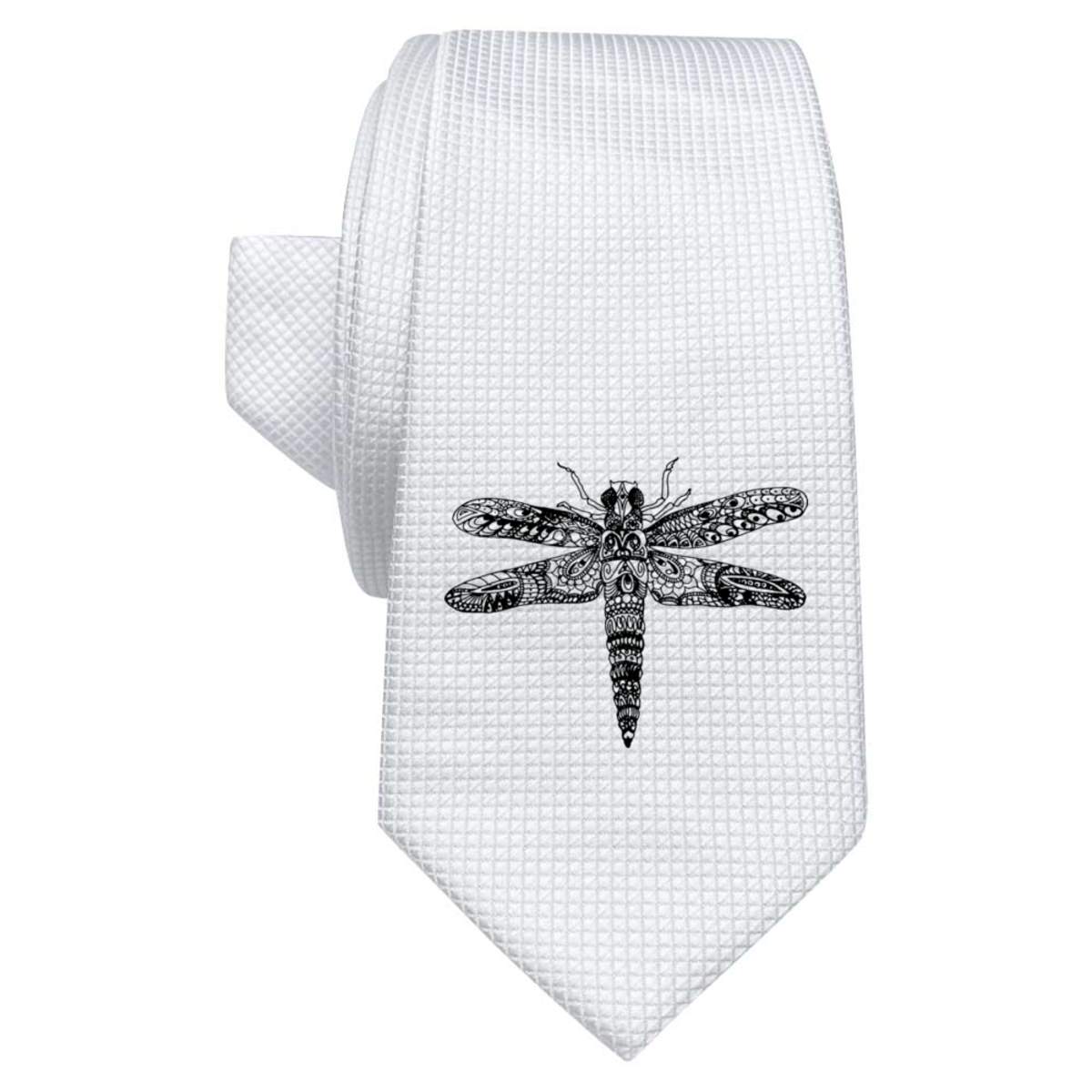 'Dragonfly' White Tie / Necktie with Gift Box (AT00001207)