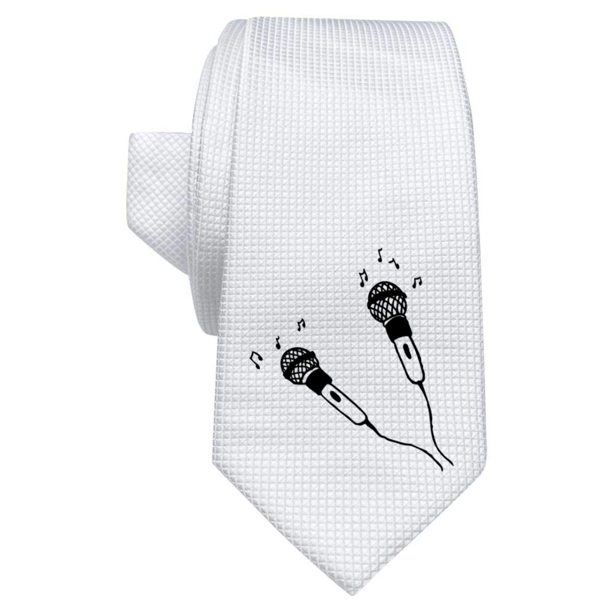 'Microphones' White Tie / Necktie with Gift Box (AT00001241)