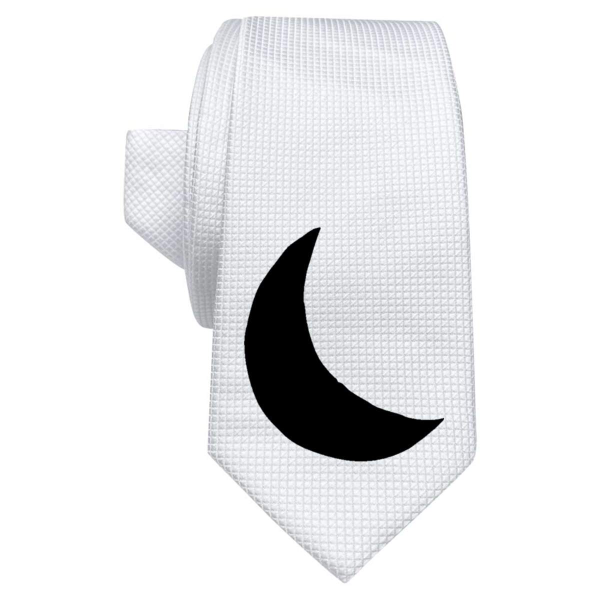 'Crescent Moon' White Tie / Necktie with Gift Box (AT00001359)
