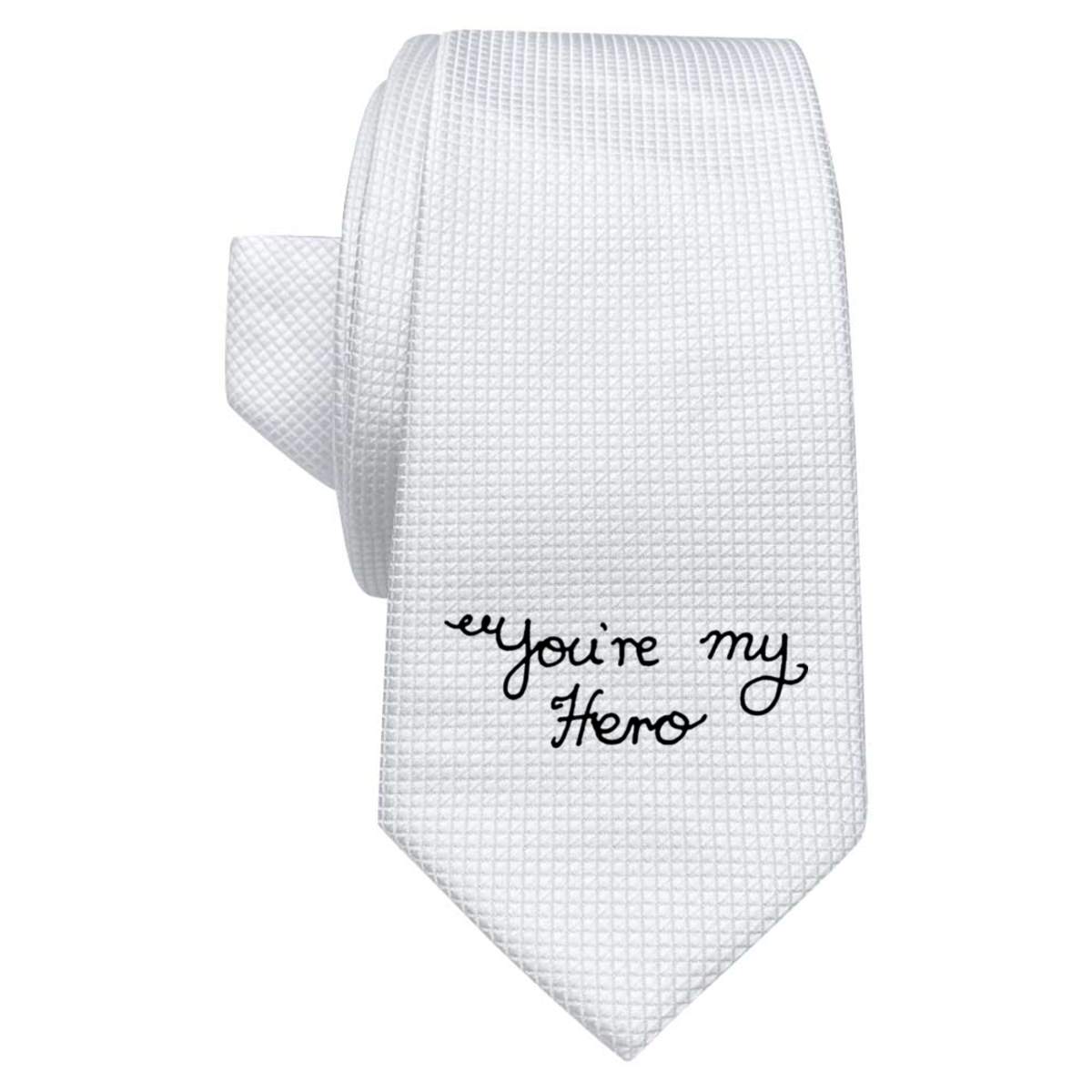'You're My Hero' White Tie / Necktie with Gift Box (AT00001637)