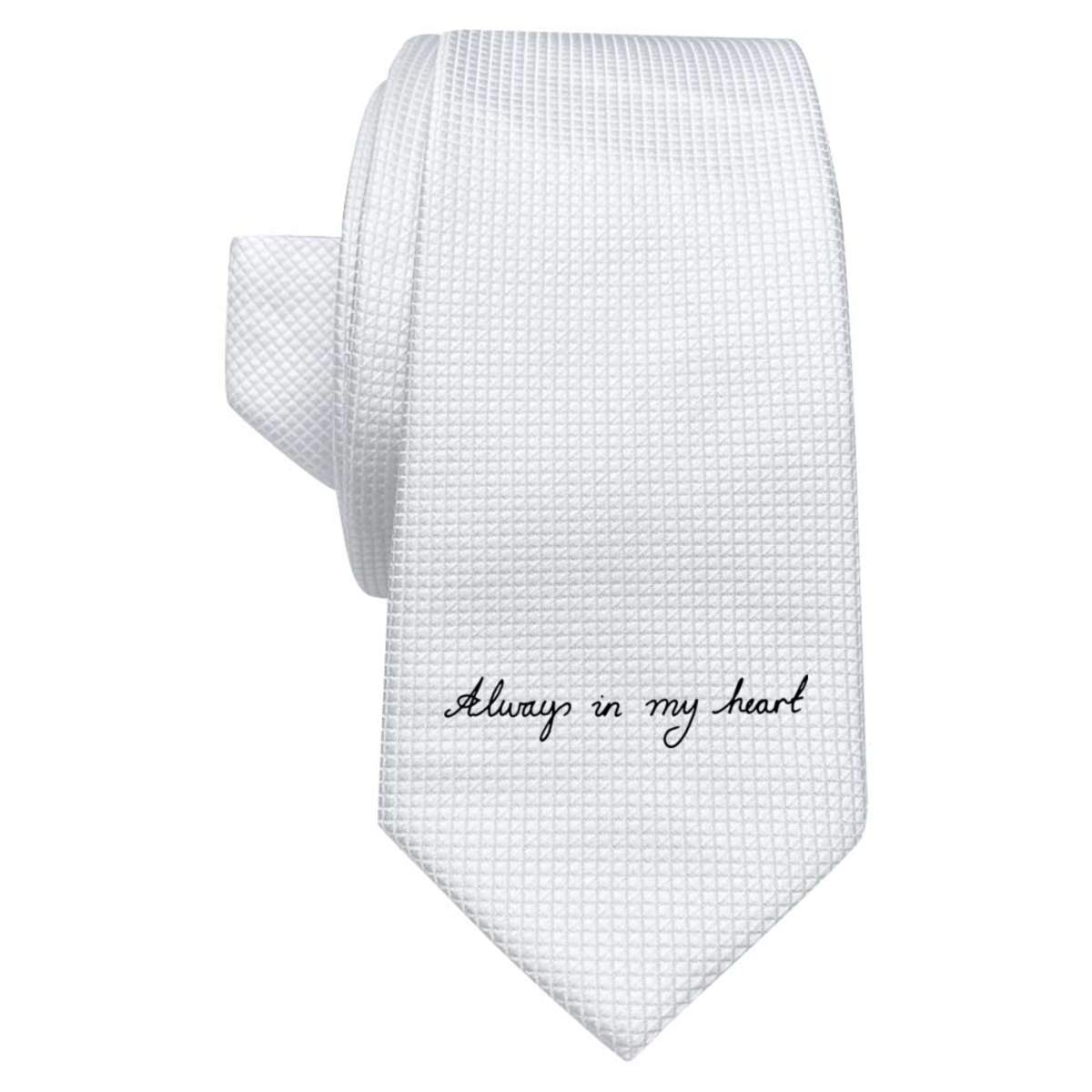 'Always In My Heart' White Tie / Necktie with Gift Box (AT00001642)