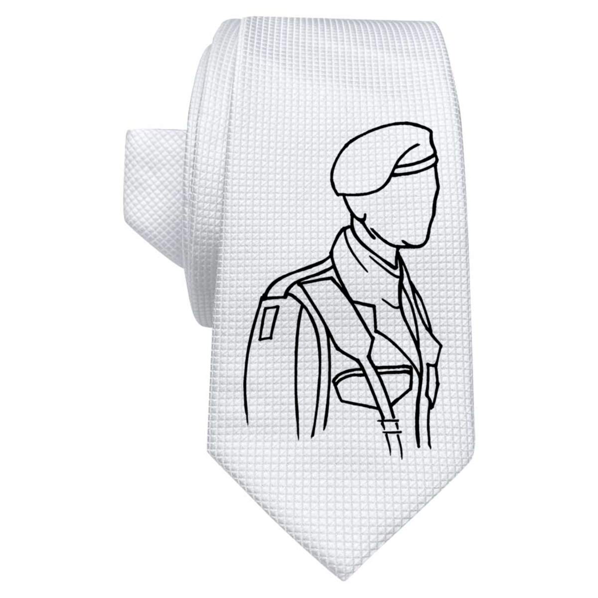 'Soldier' White Tie / Necktie with Gift Box (AT00001849)