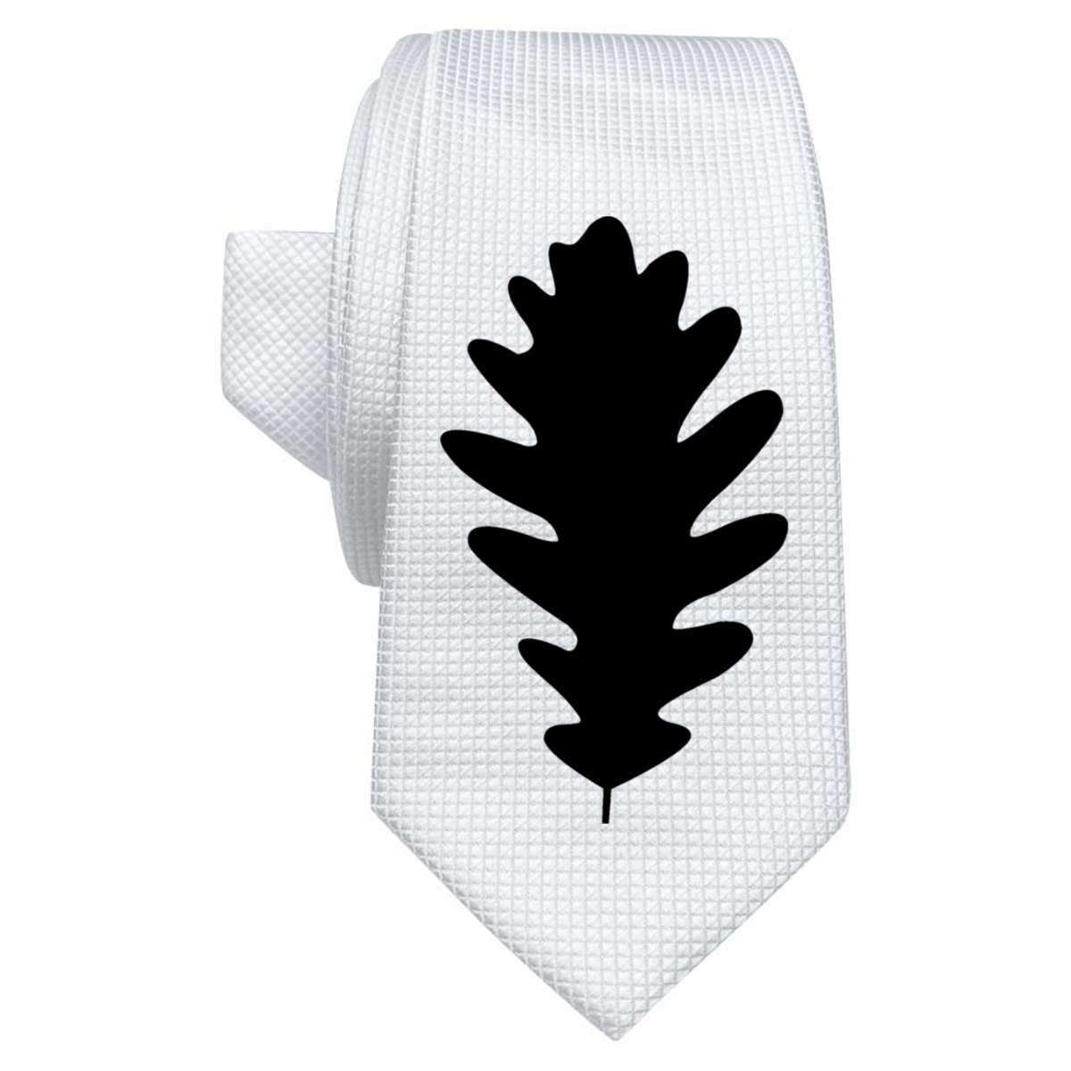 'Oak Leaf' White Tie / Necktie with Gift Box (AT00001910)