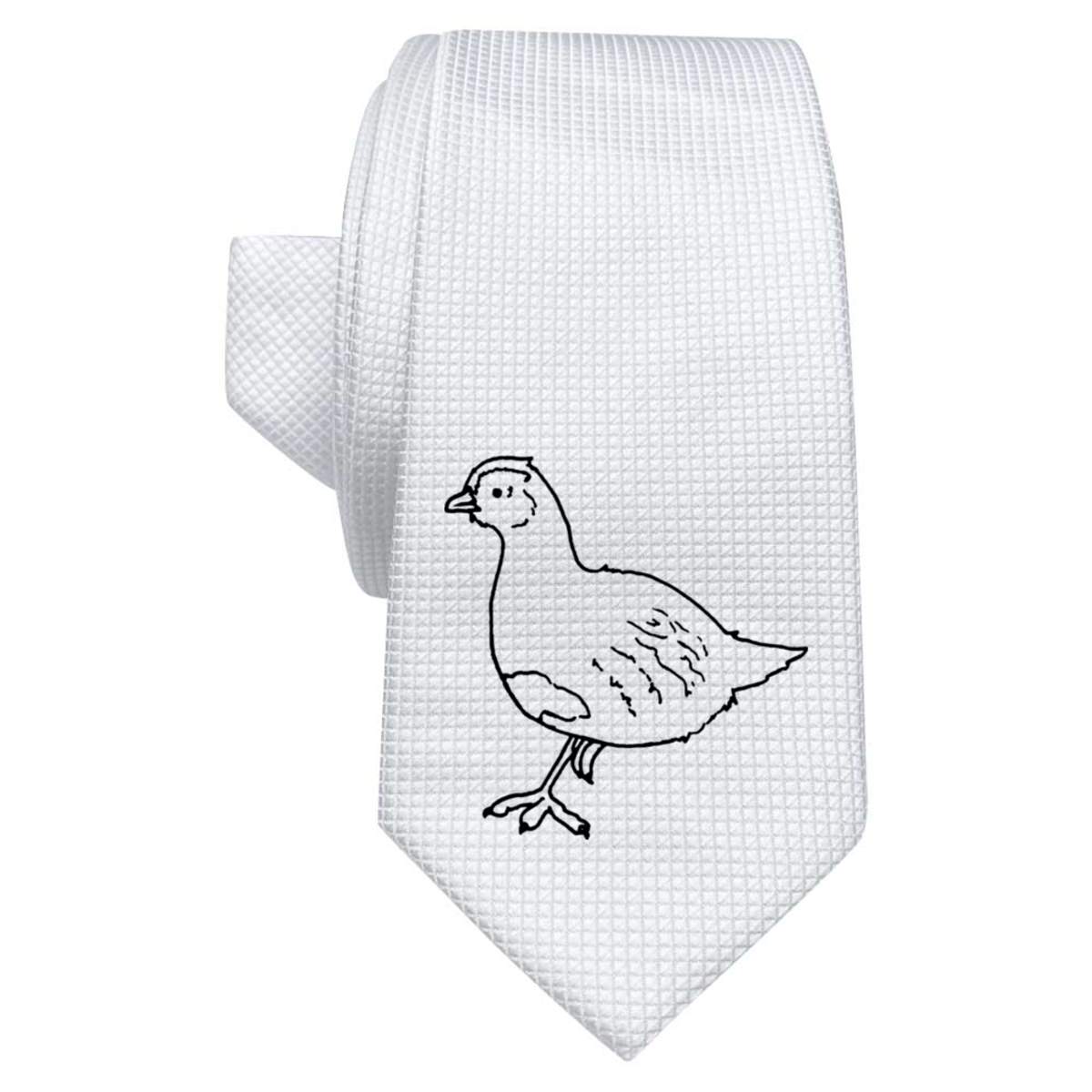 'Partridge' White Tie / Necktie with Gift Box (AT00001997)