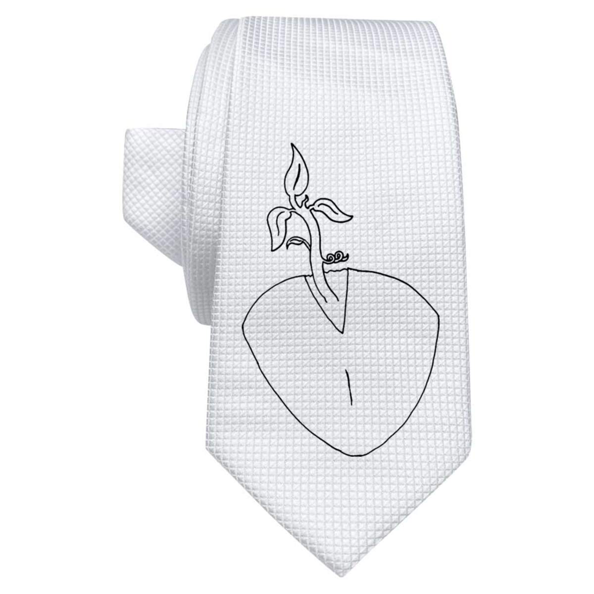 'Sprouting Seed' White Tie / Necktie with Gift Box (AT00002063)