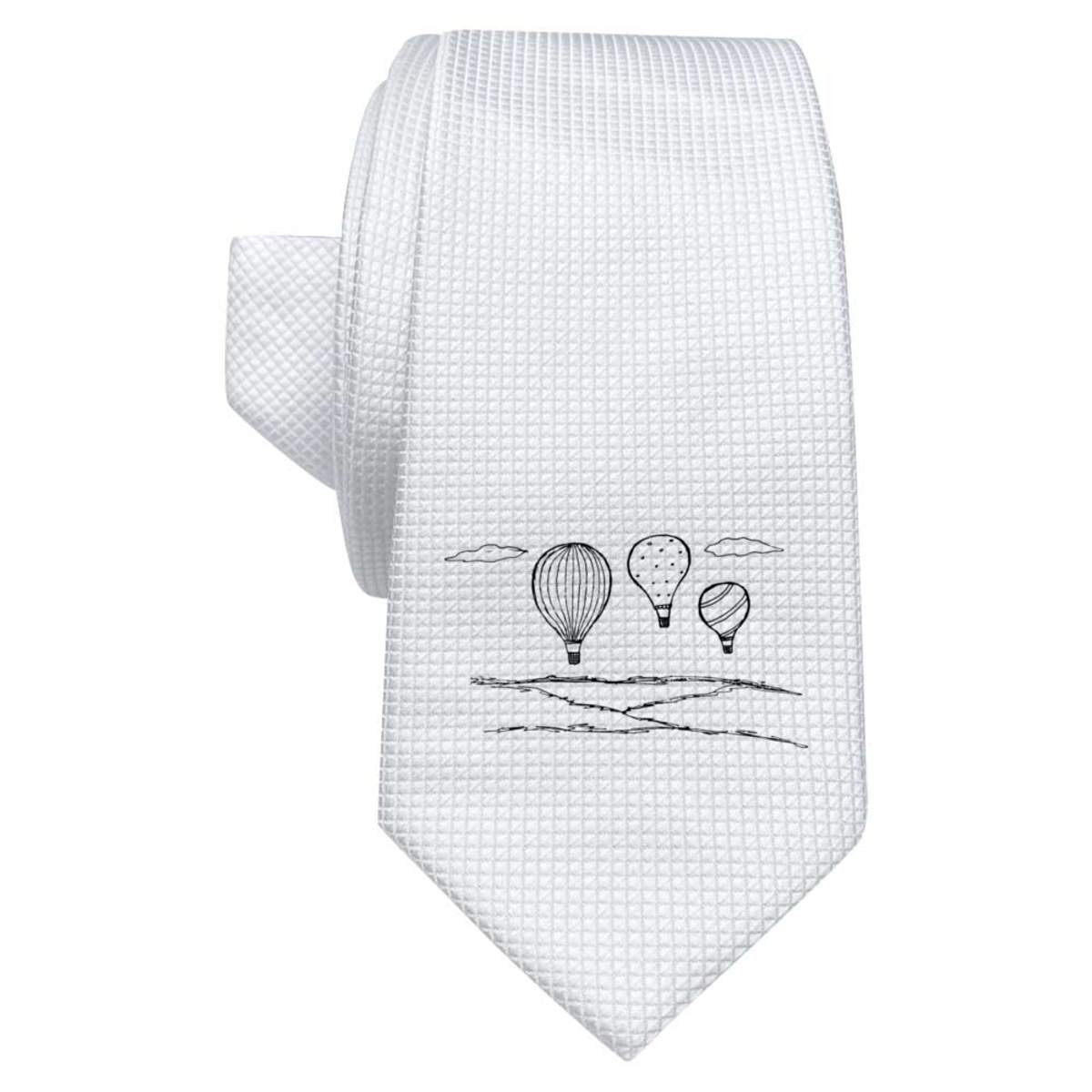 'Hot Air Balloons' White Tie / Necktie with Gift Box (AT00002150)