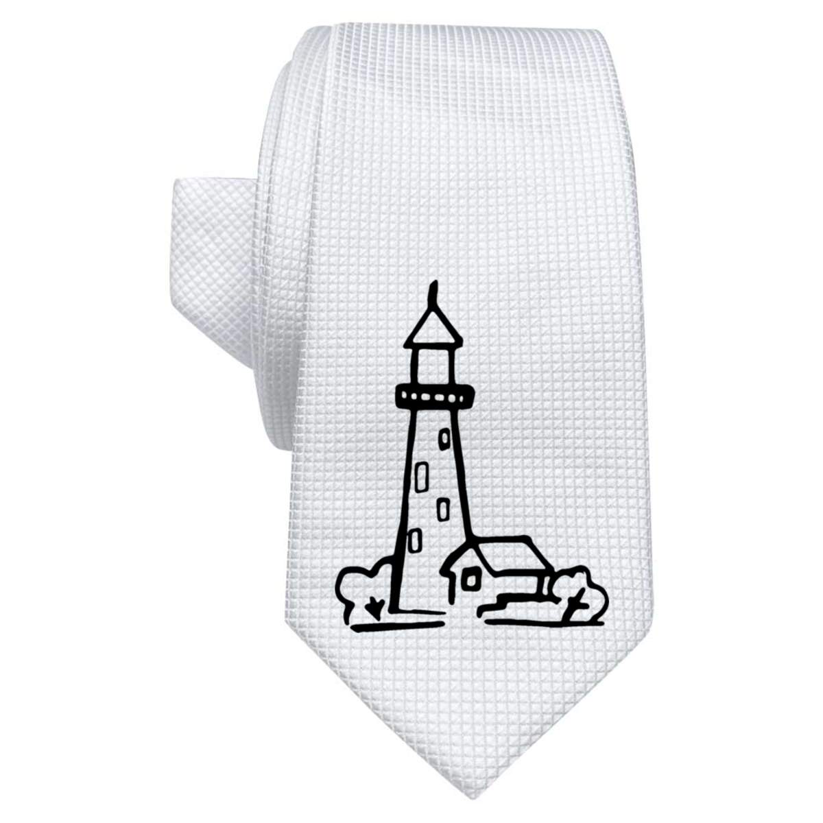 'Lighthouse' White Tie / Necktie with Gift Box (AT00002497)