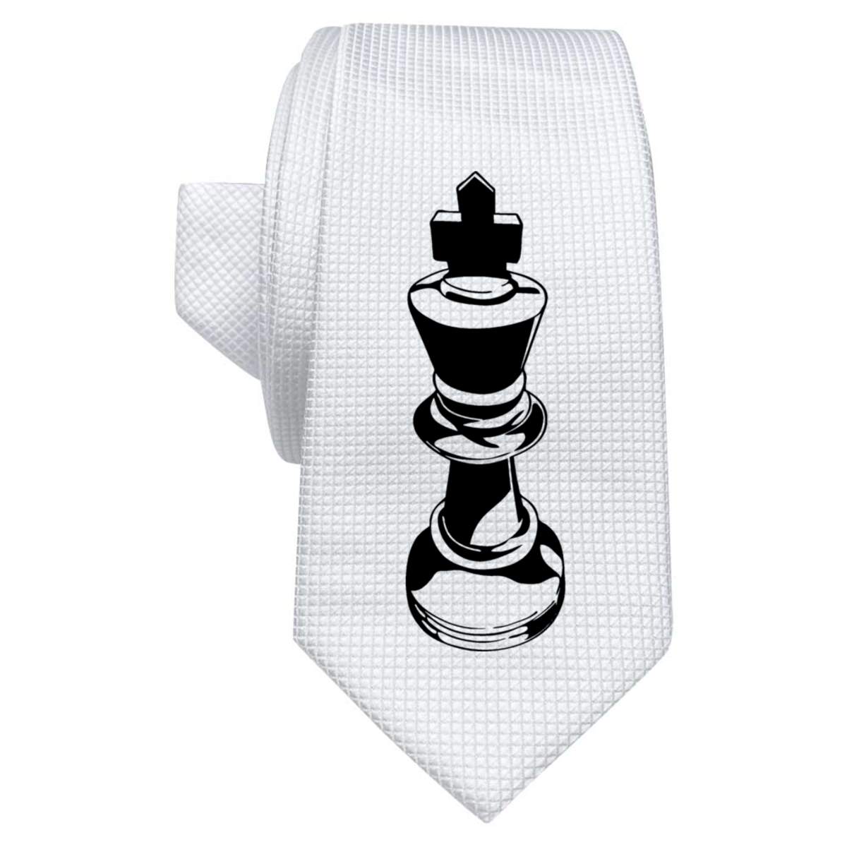 'King Chess Piece' White Tie / Necktie with Gift Box (AT00002605)