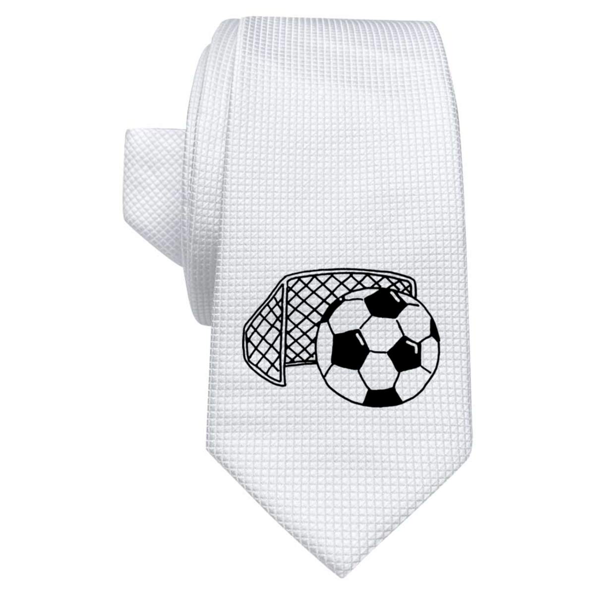 'Football & Net' White Tie / Necktie with Gift Box (AT00002694)