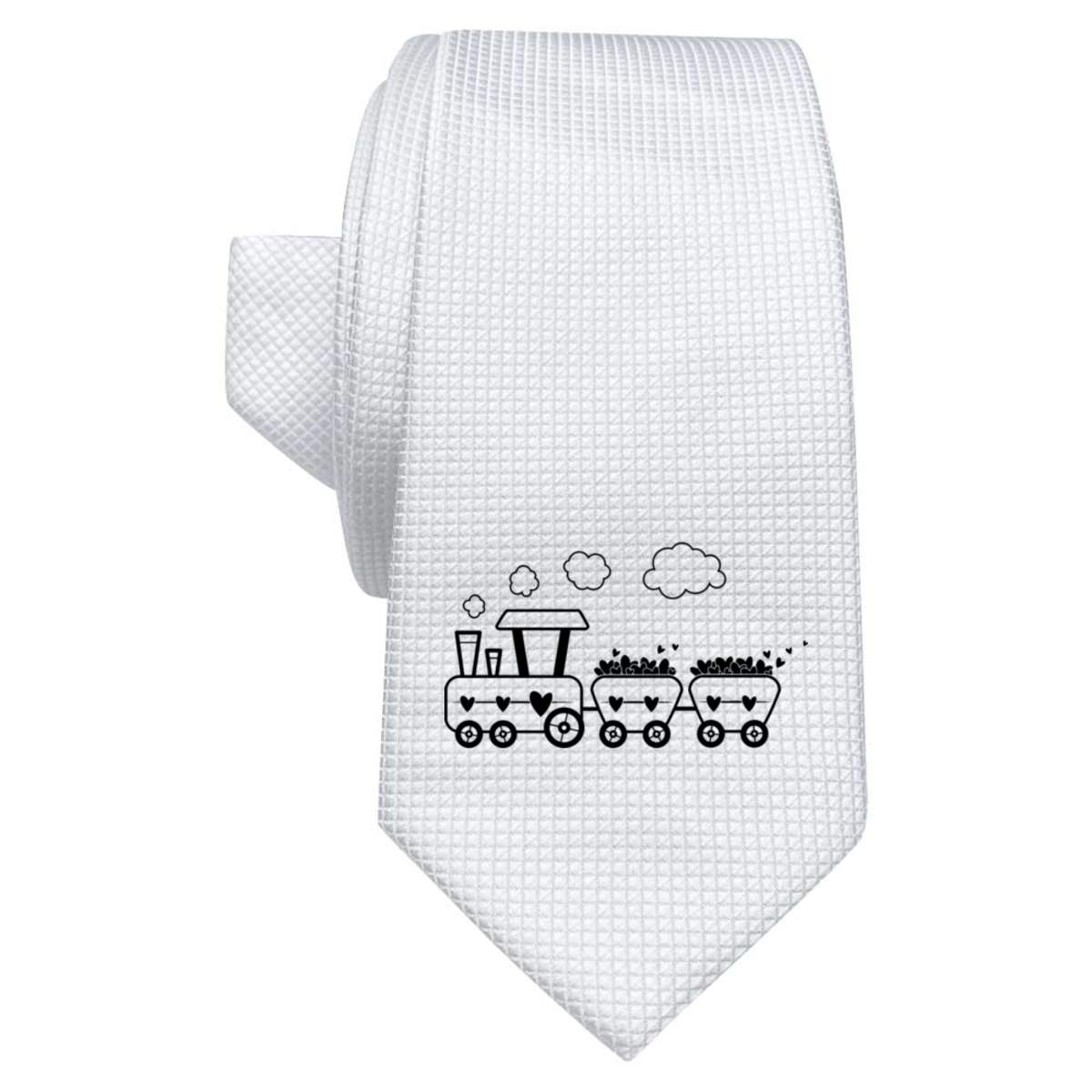 'Love Train' White Tie / Necktie with Gift Box (AT00002736)